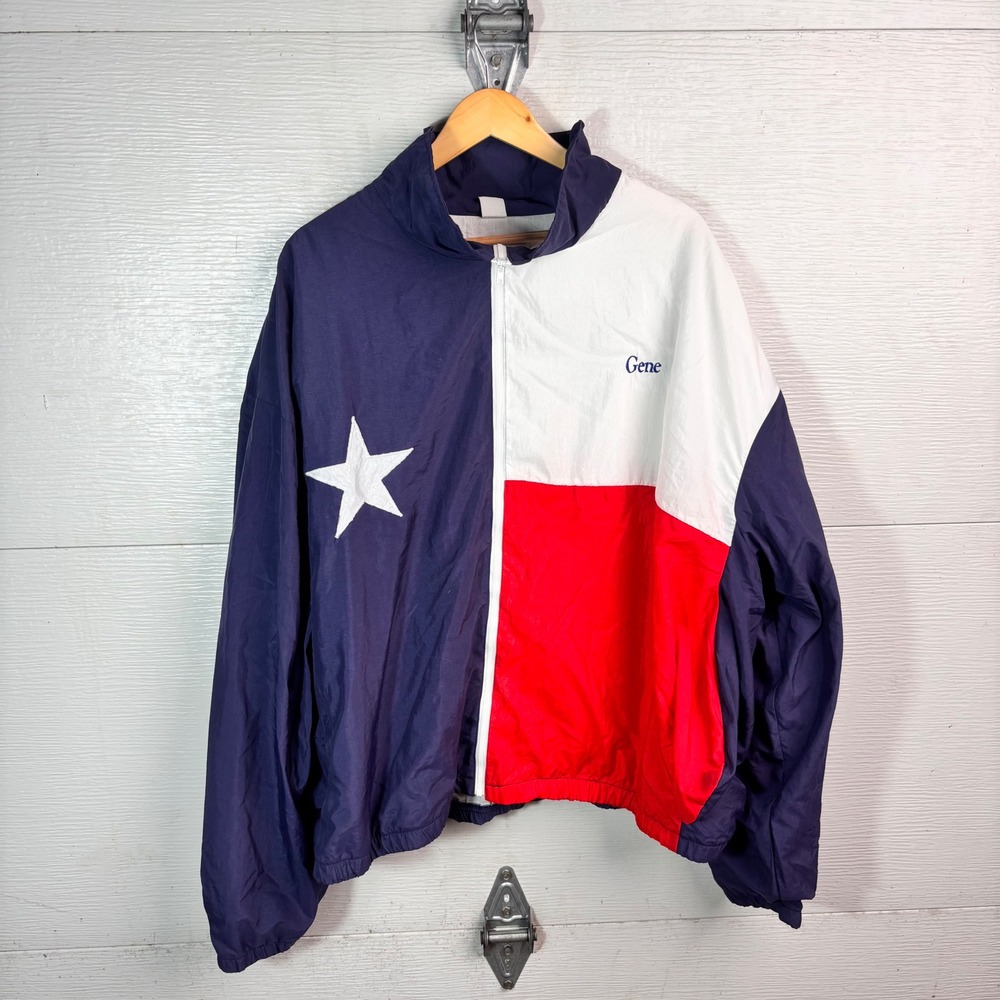 Stately Texas Flag Windbreaker USA Made Personalized Gene XXXL
